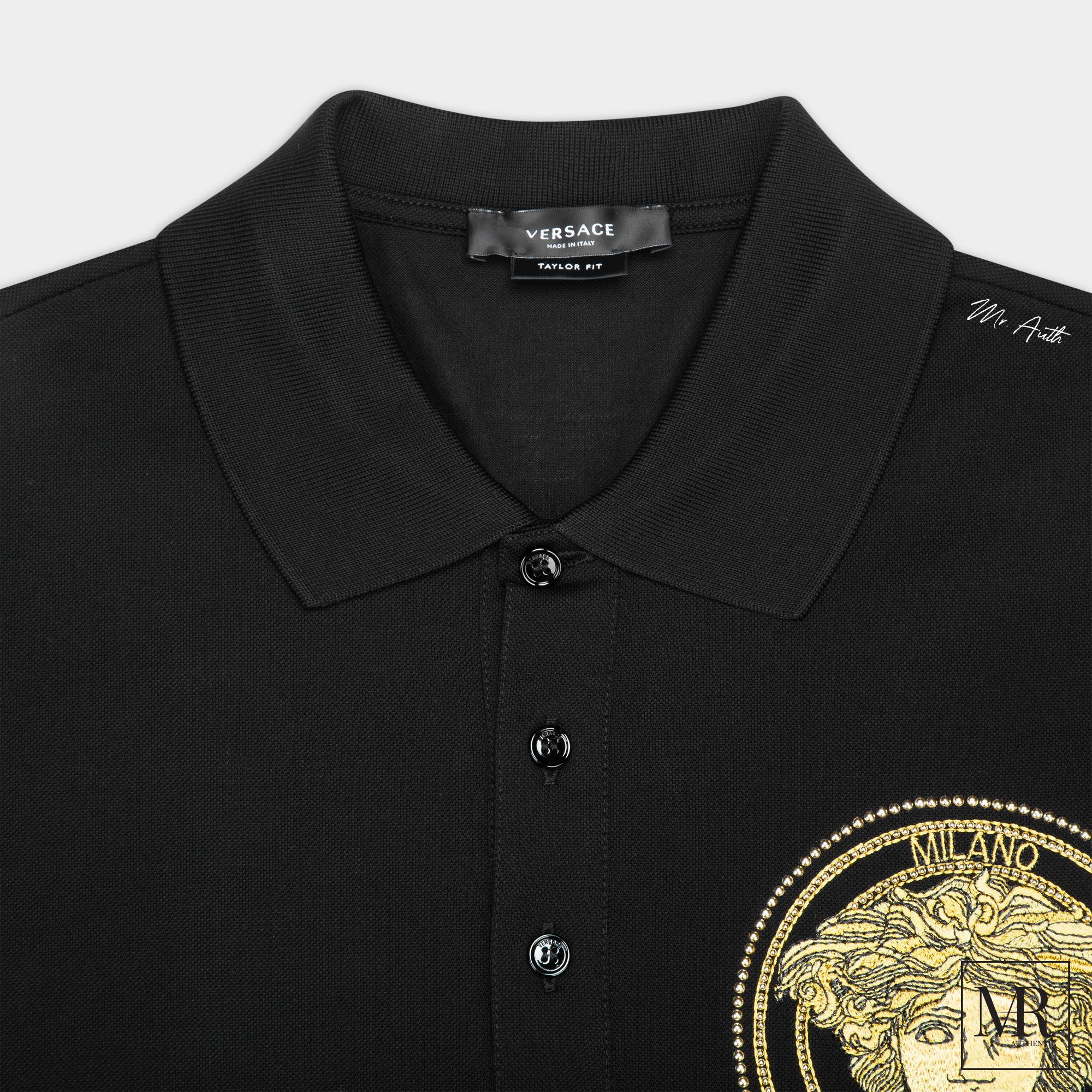 Áo Versace Embroidered Medusa Polo Shirt.