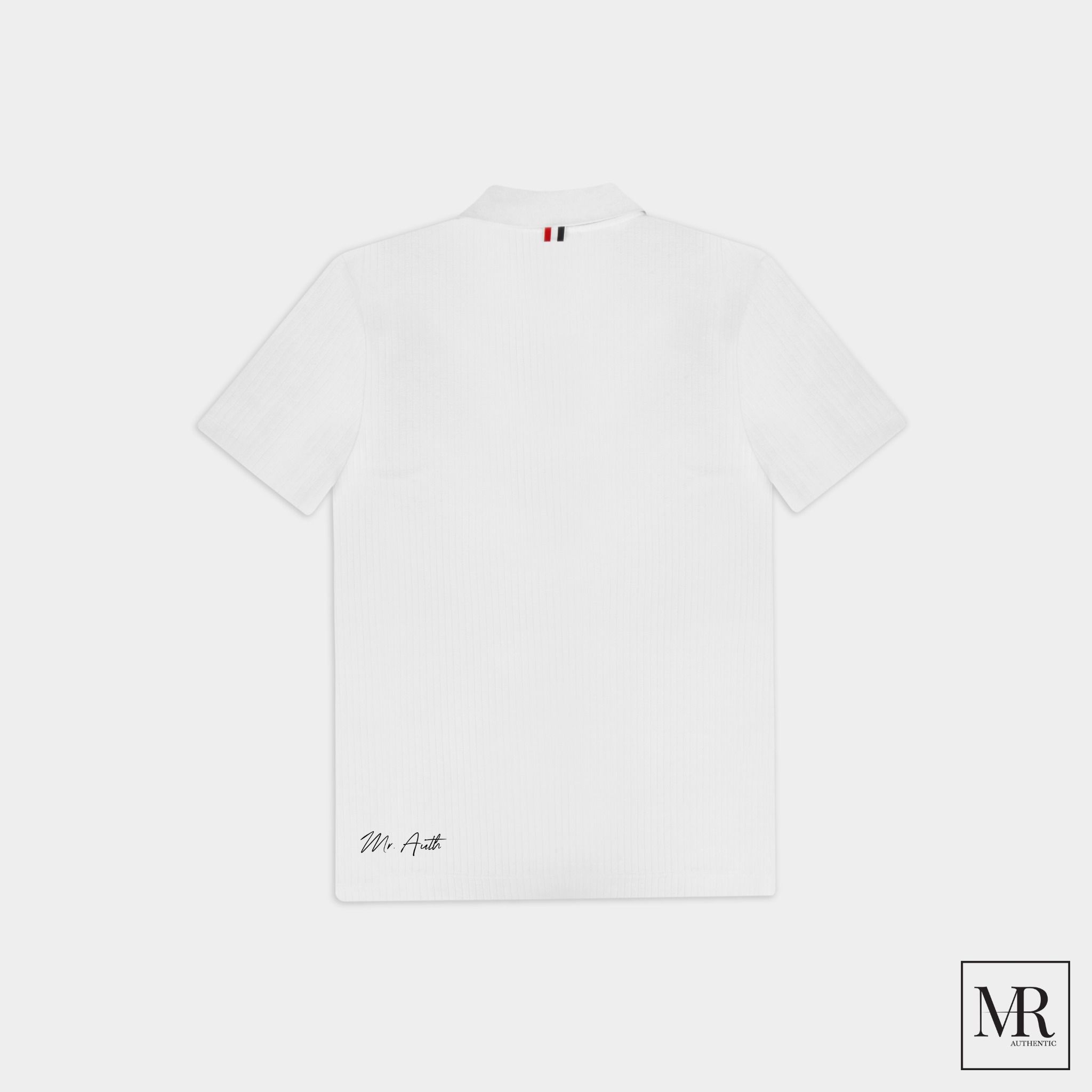 Áo Thome Browne Ribbed Short-Sleeve Polo Shirt.