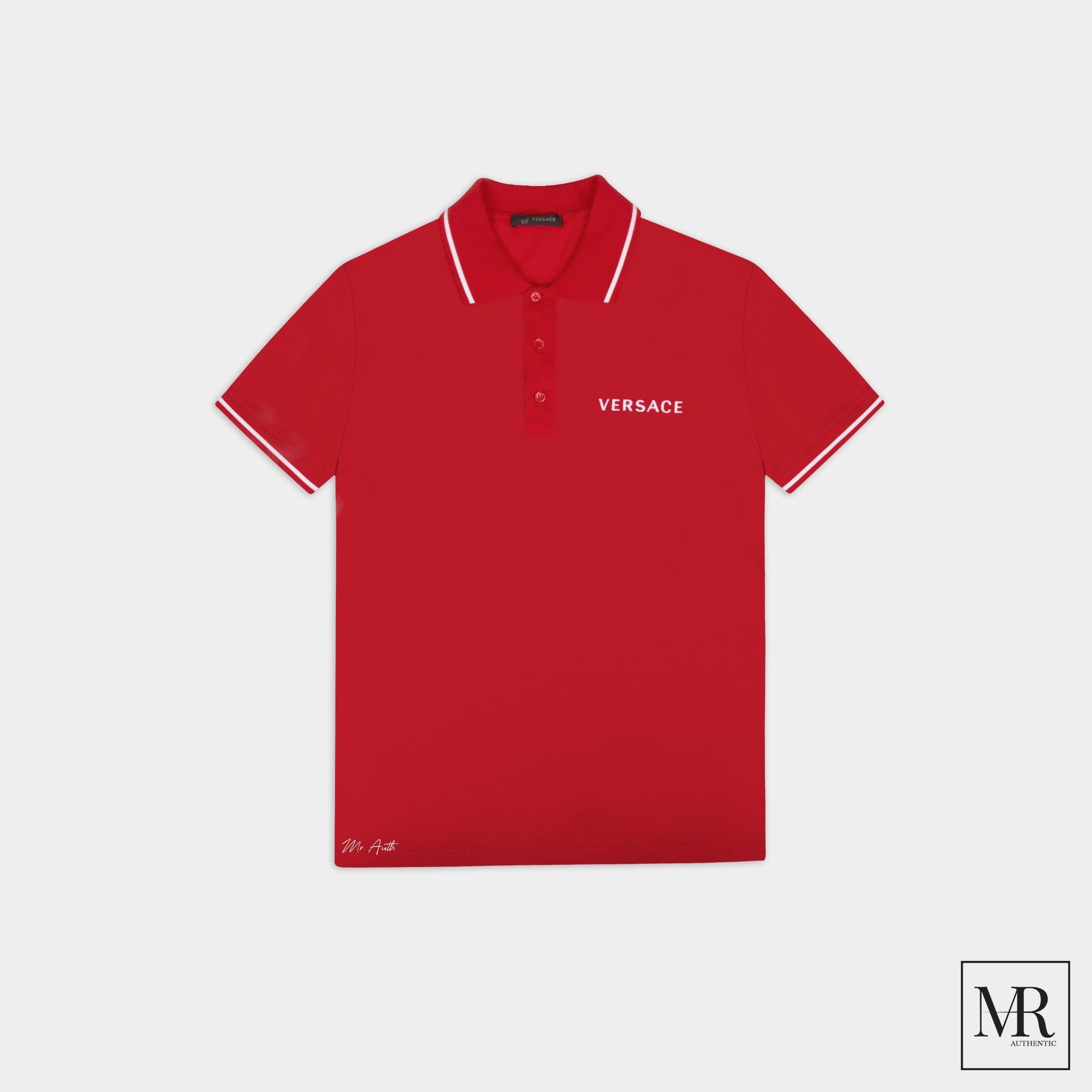 Áo Versace With Embroidered Logo Polo Shirt.