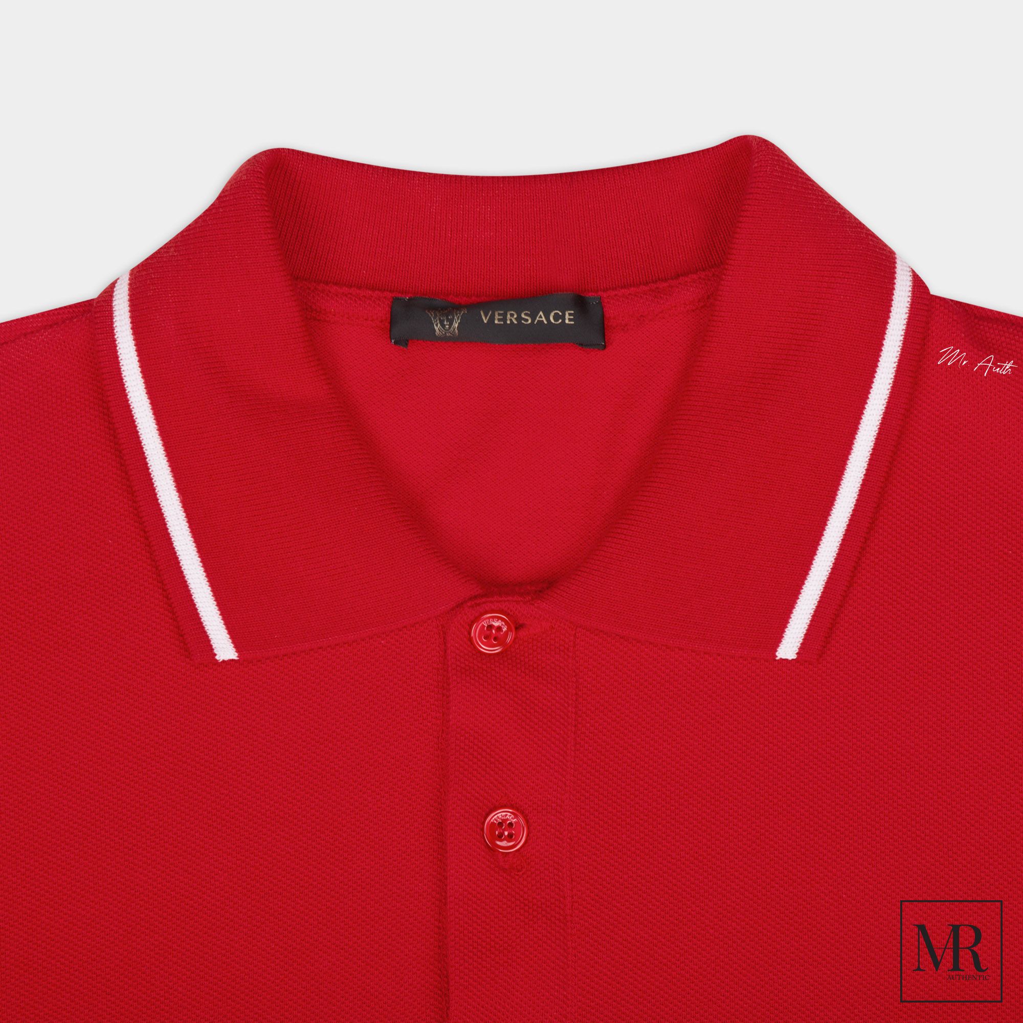 Áo Versace With Embroidered Logo Polo Shirt.