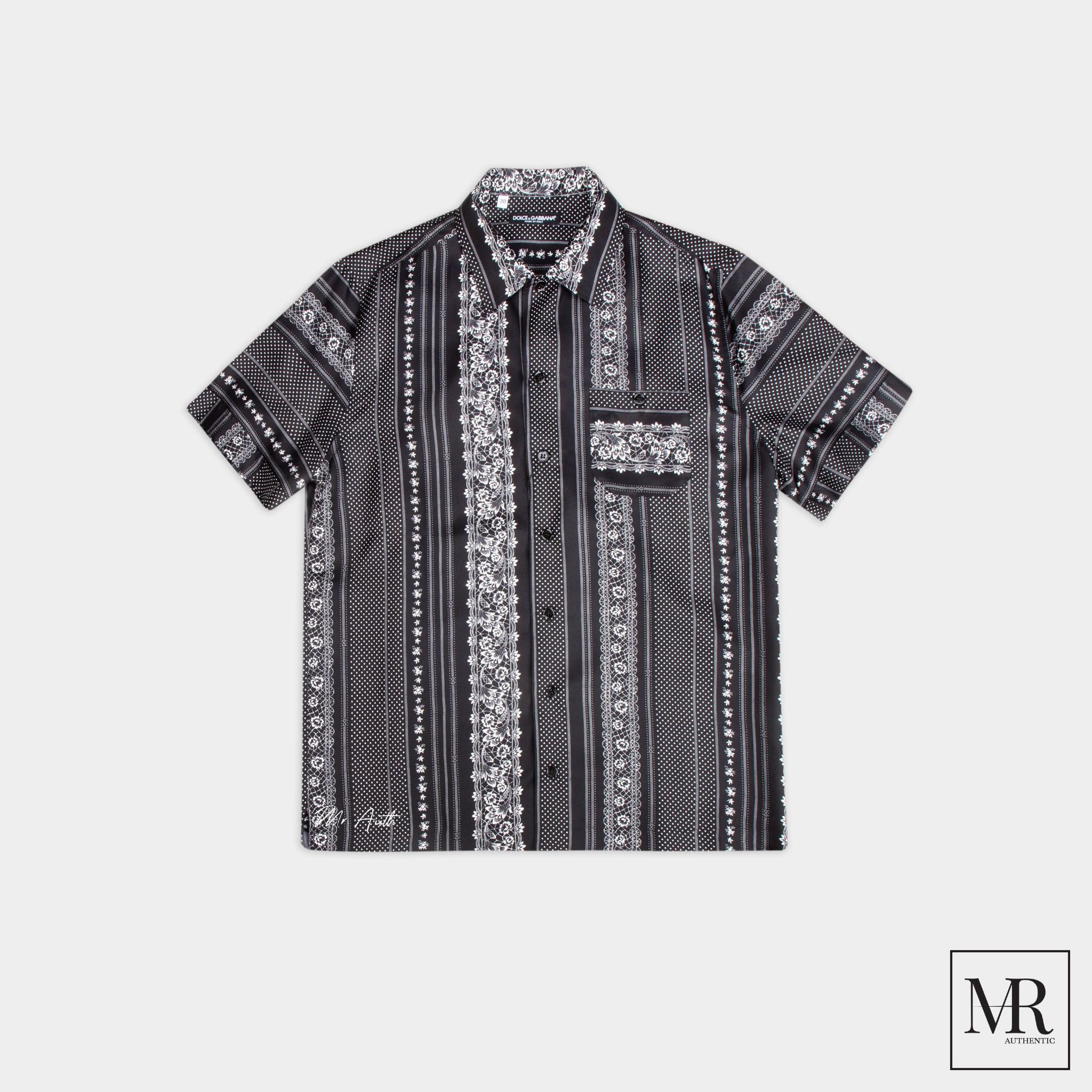 Áo Dolce & Gabbana Geometric Print Silk Bowling Shirt.