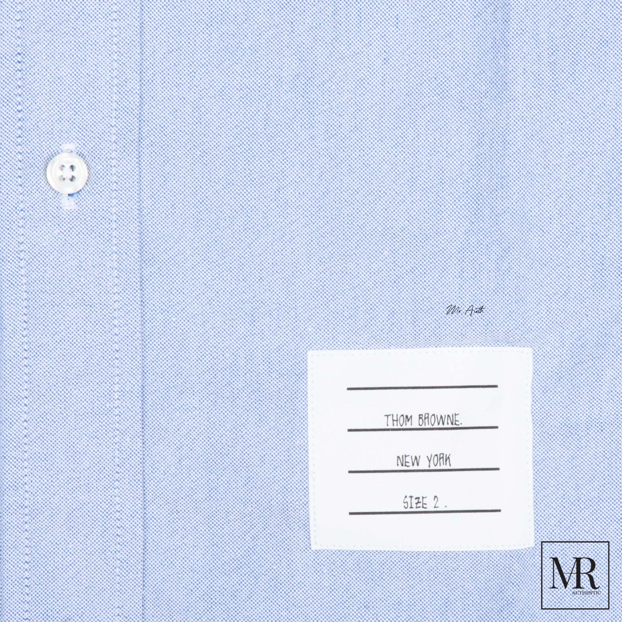 Áo Thom Browne White Oxford Seamed Elastic Stripe Classic Shirt.