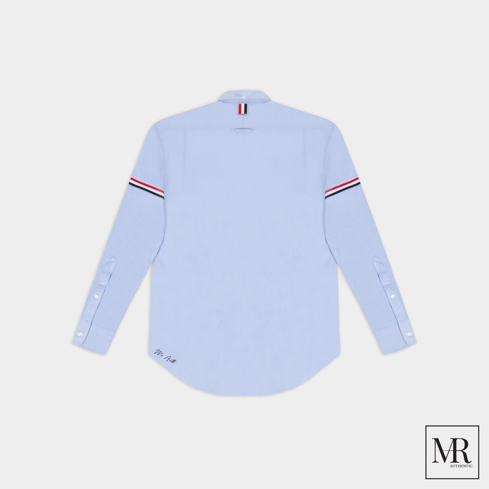 Áo Thom Browne White Oxford Seamed Elastic Stripe Classic Shirt.