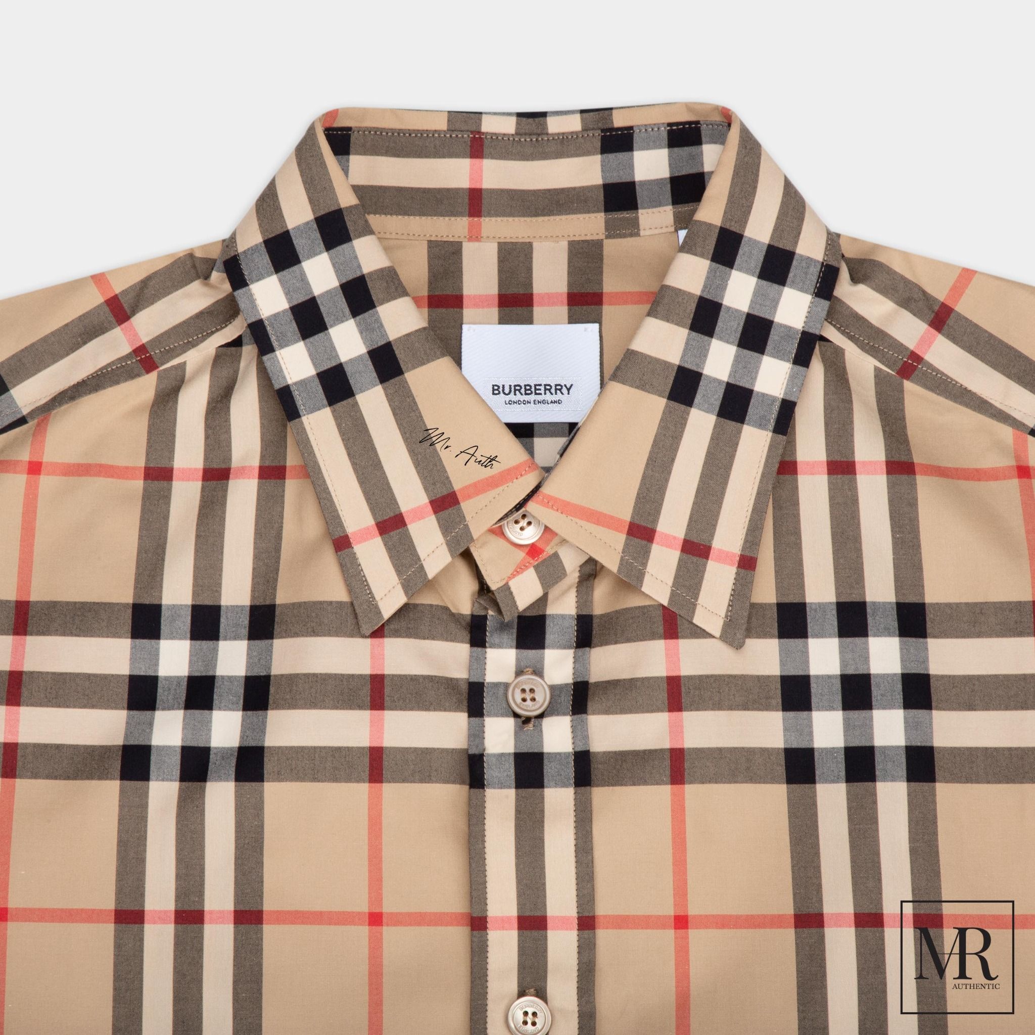 Áo Burberry Check Cotton Poplin Shirt.