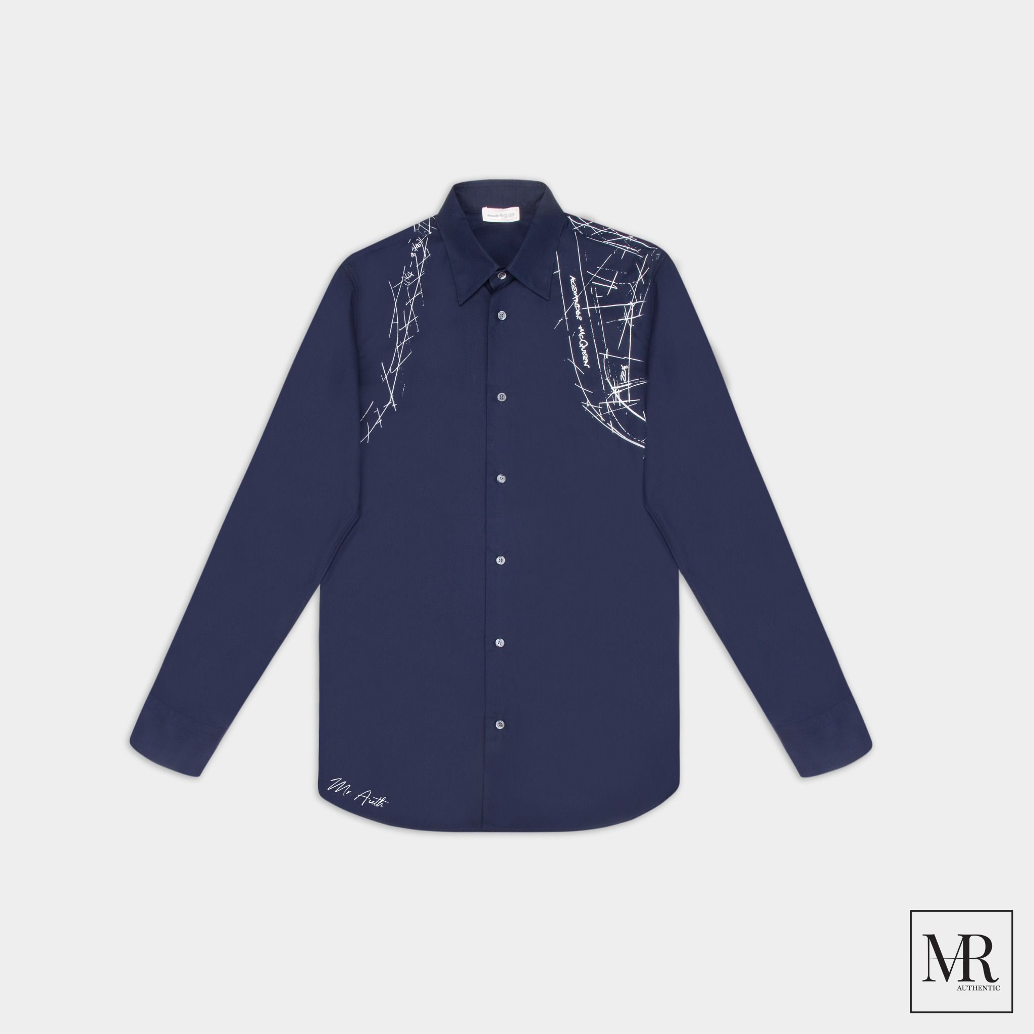 Áo Alexander McQueen Harness-Print Long-sleeve Shirt.