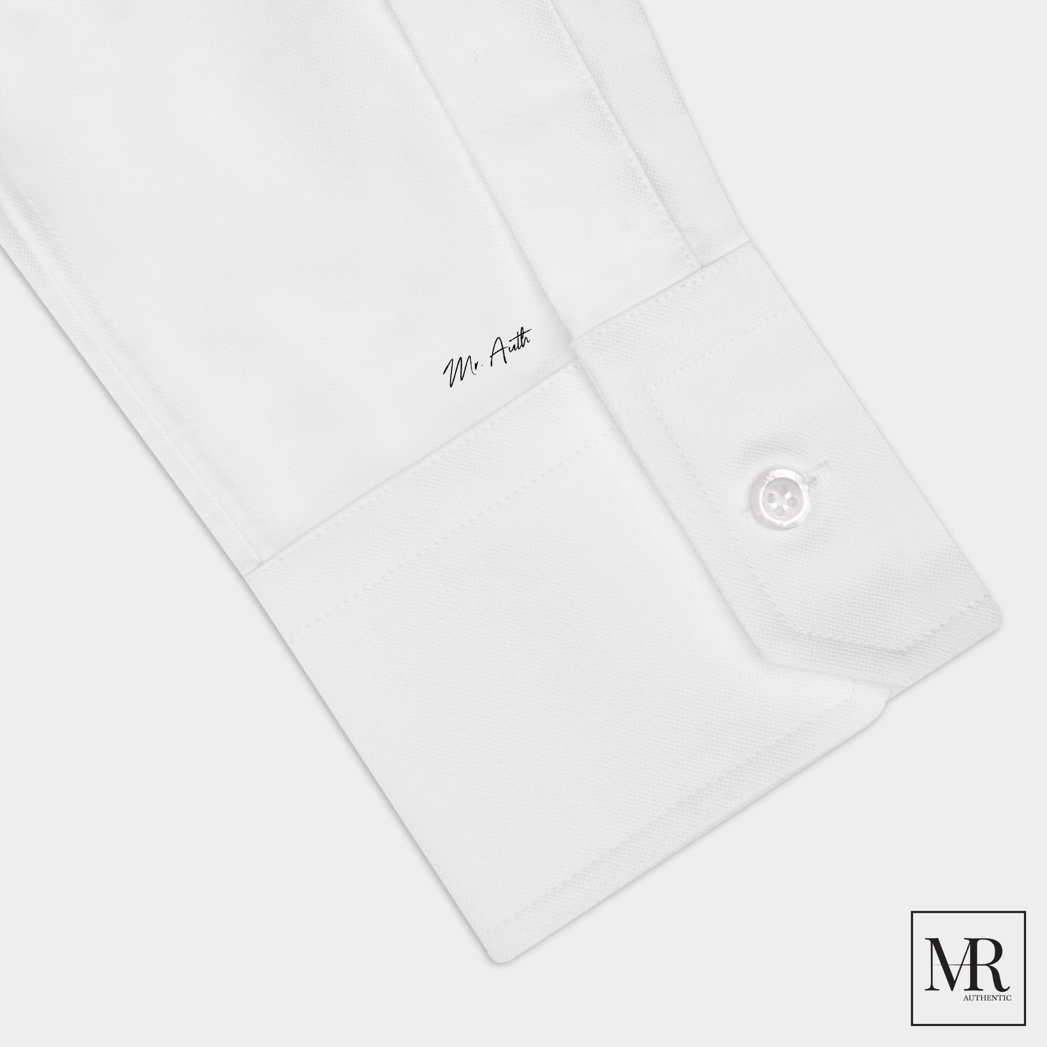 Áo Thom Browne White Oxford Seamed Elastic Stripe Classic Shirt.