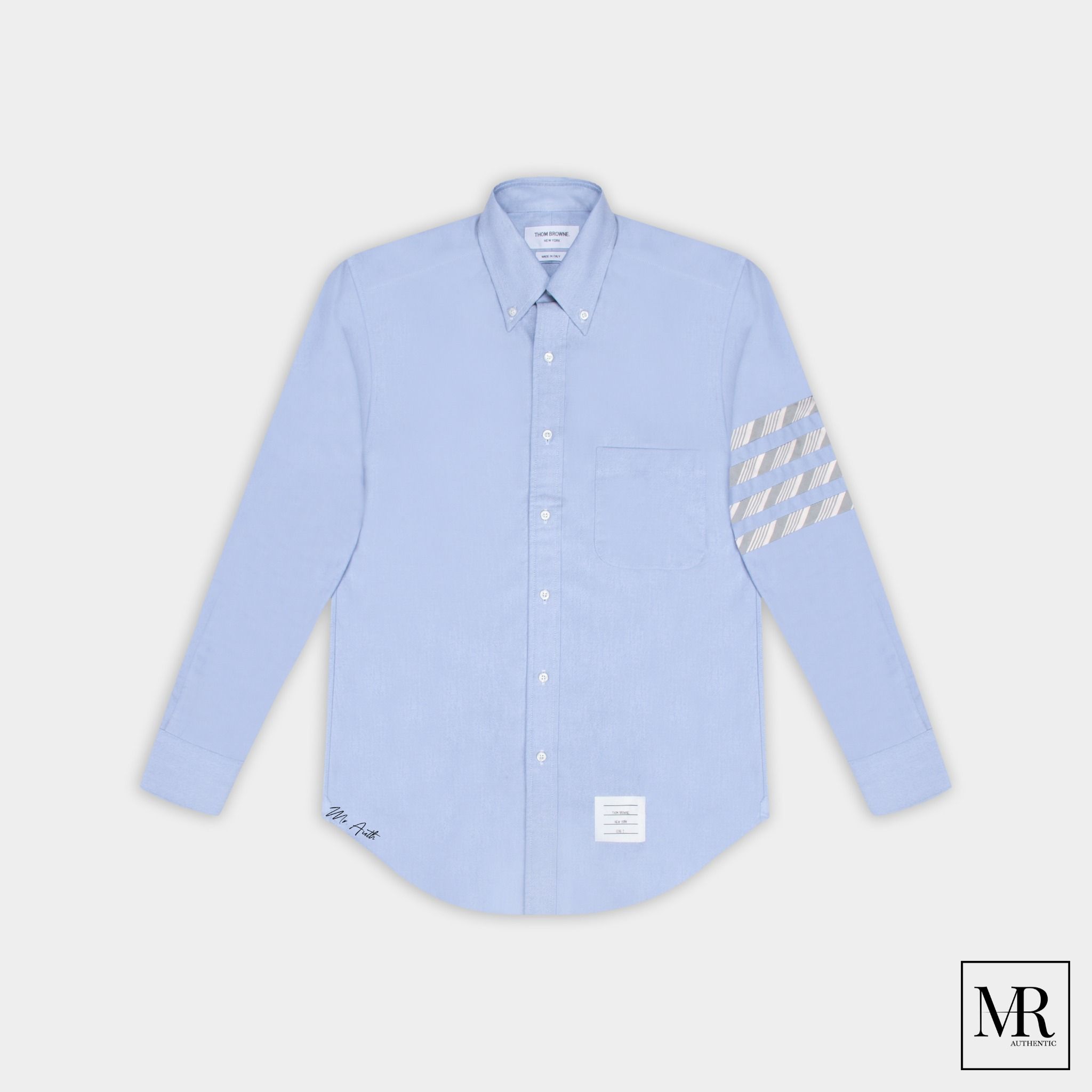 Áo Thom Browne Light Blue Oxford Stripe 4-Bar Straight Fit Shirt