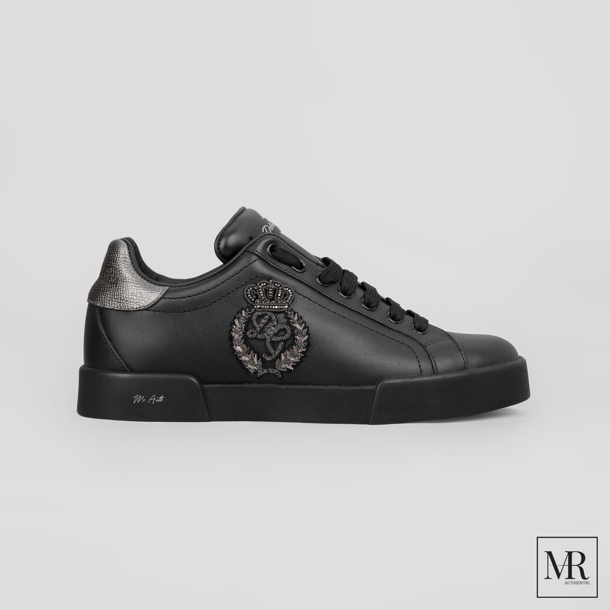 Giày Dolce & Gabbana Calfskin Nappa Portofino Sneakers With Crown Patch.