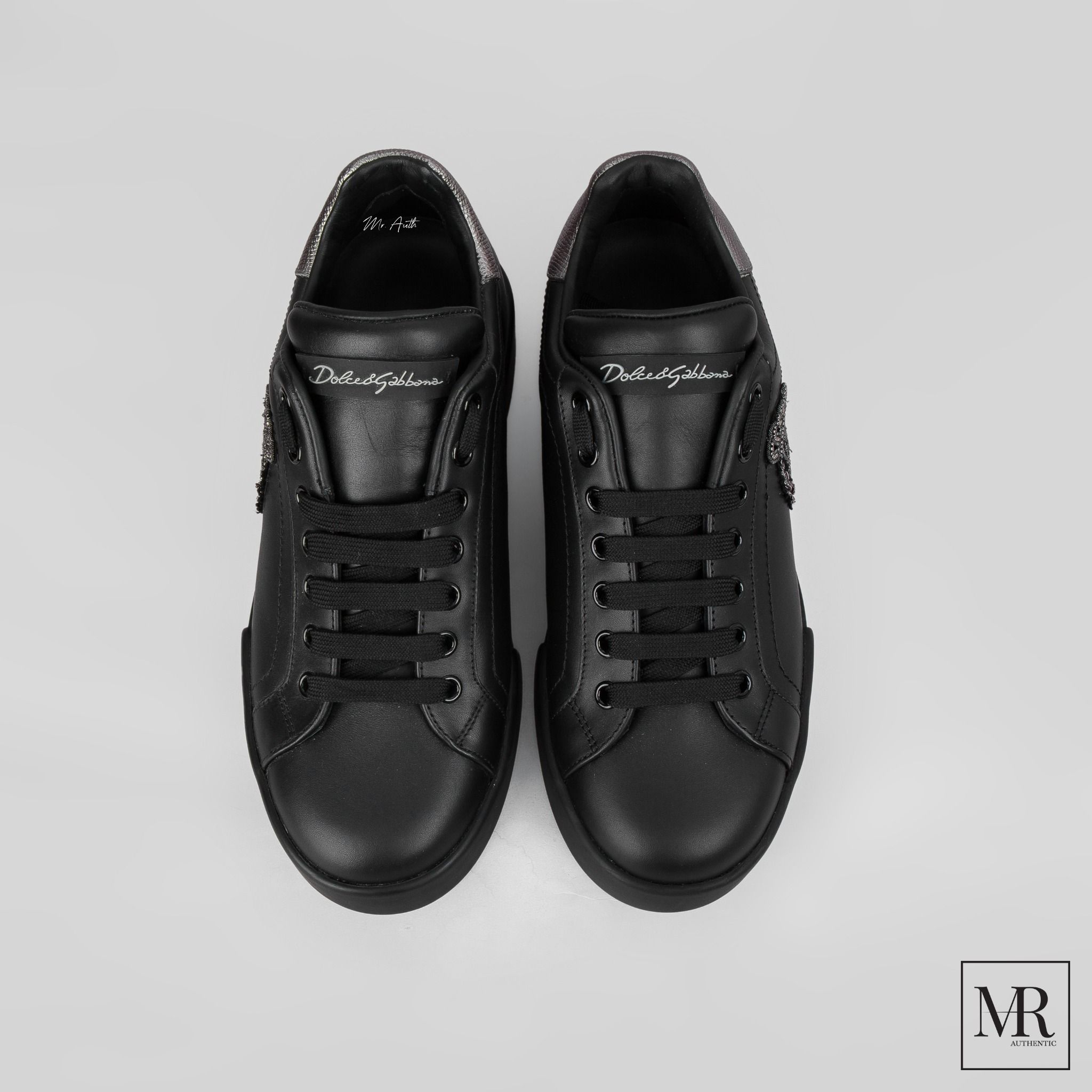 Giày Dolce & Gabbana Calfskin Nappa Portofino Sneakers With Crown Patch.