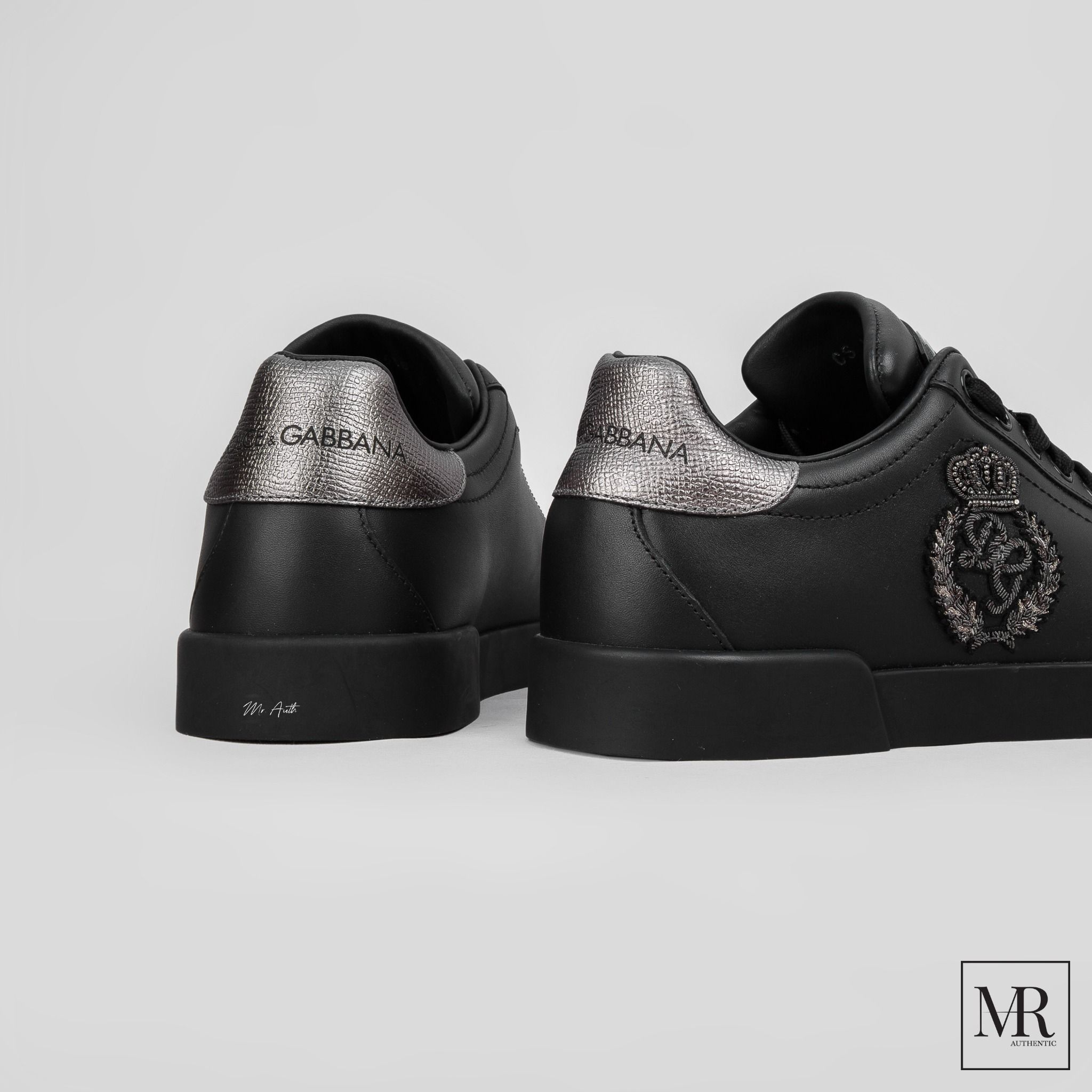 Giày Dolce & Gabbana Calfskin Nappa Portofino Sneakers With Crown Patch.