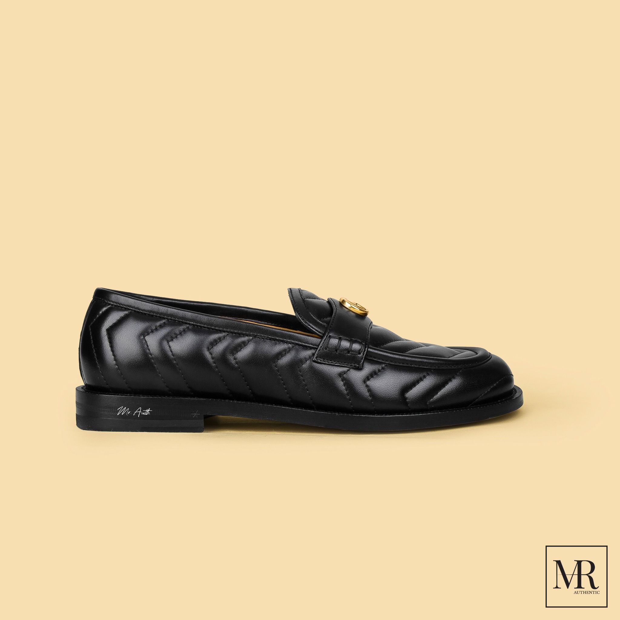 Giày Gucci Marmont GG Logo Chevron Quilted Leather Loafers.