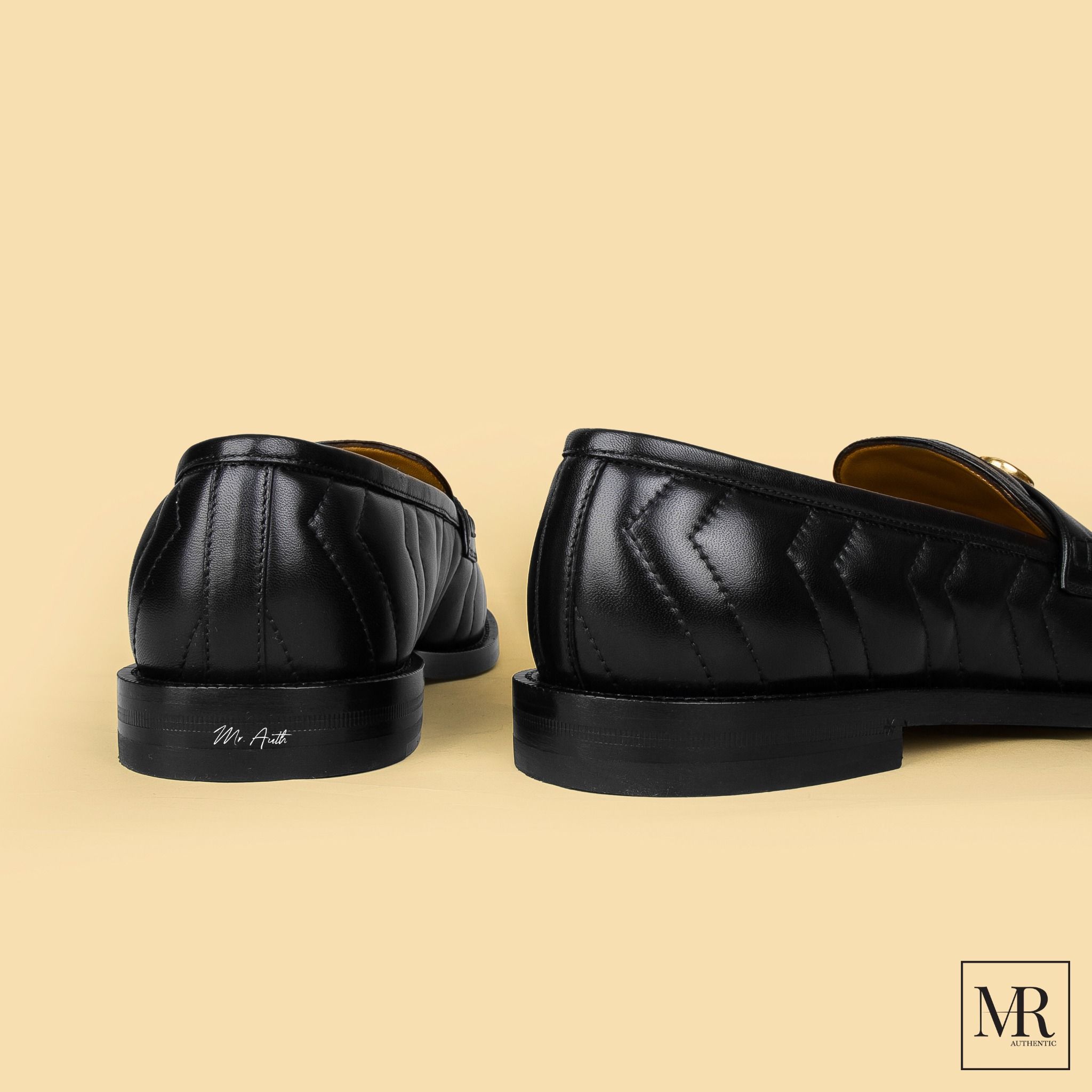 Giày Gucci Marmont GG Logo Chevron Quilted Leather Loafers.