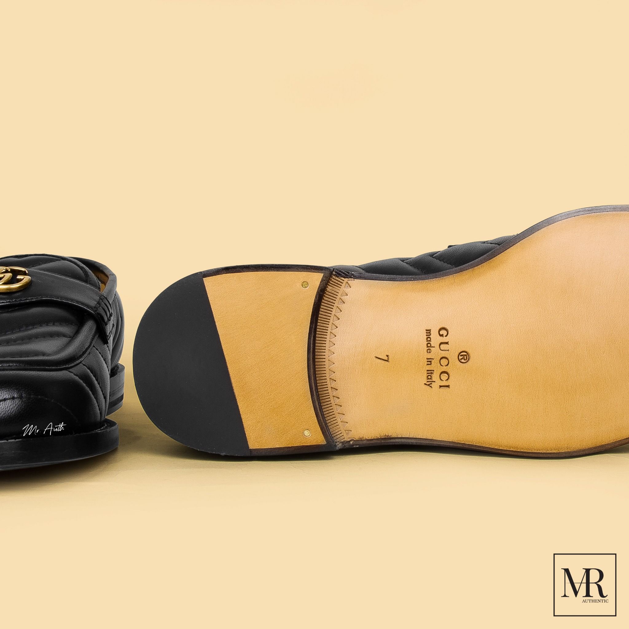Giày Gucci Marmont GG Logo Chevron Quilted Leather Loafers.