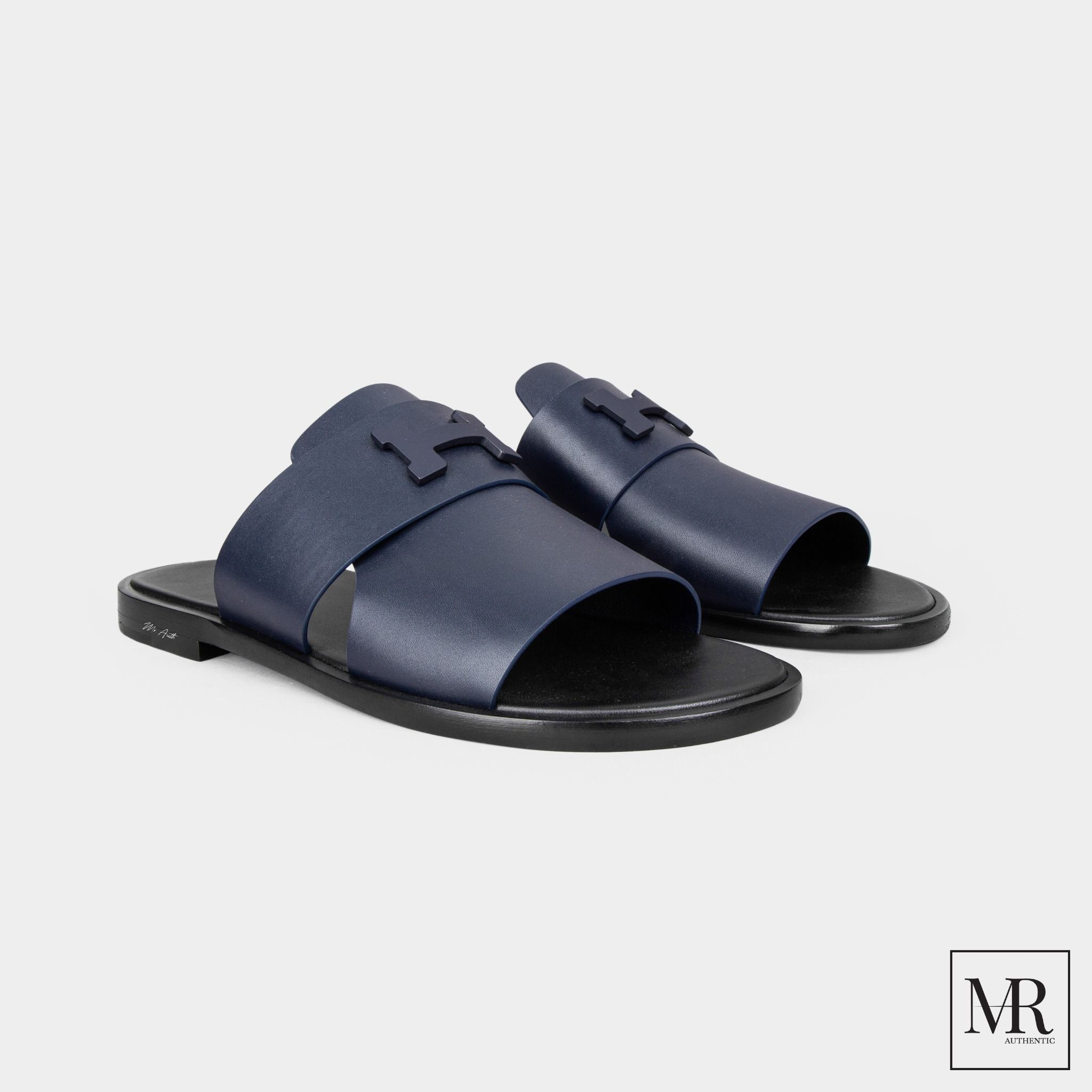 Dép Hermes Leather Slides.