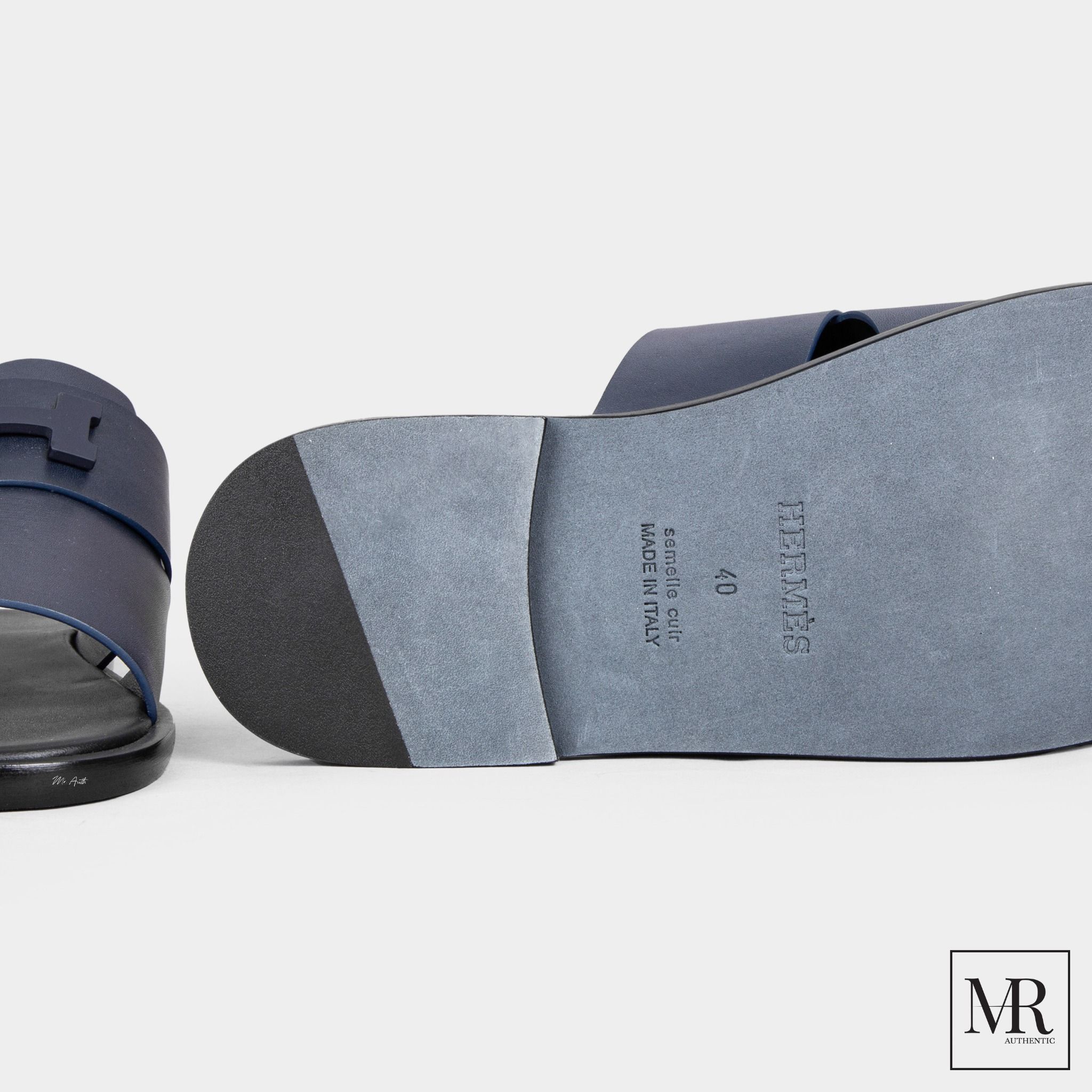 Dép Hermes Leather Slides.