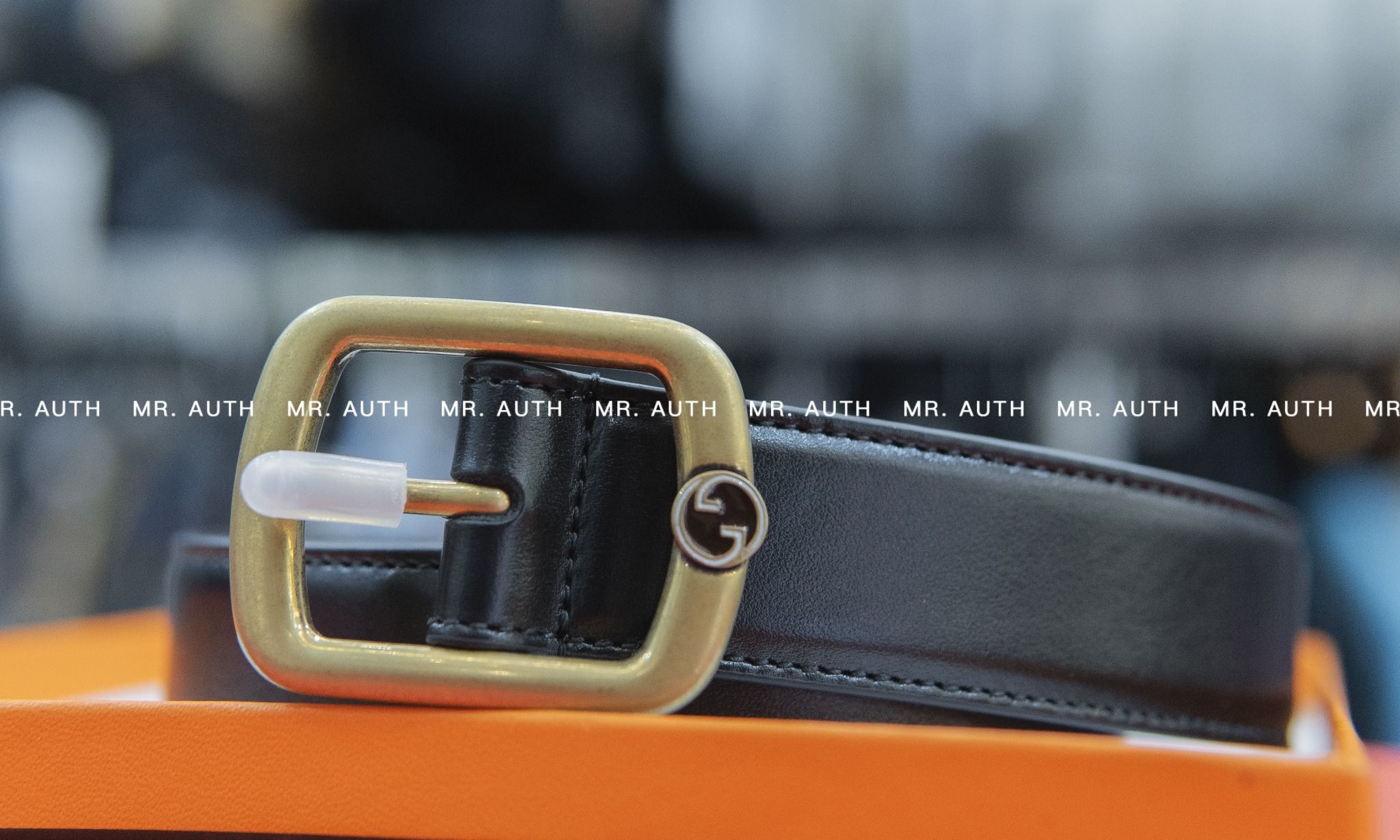 Gucci 3cm Squared buckle leather belt