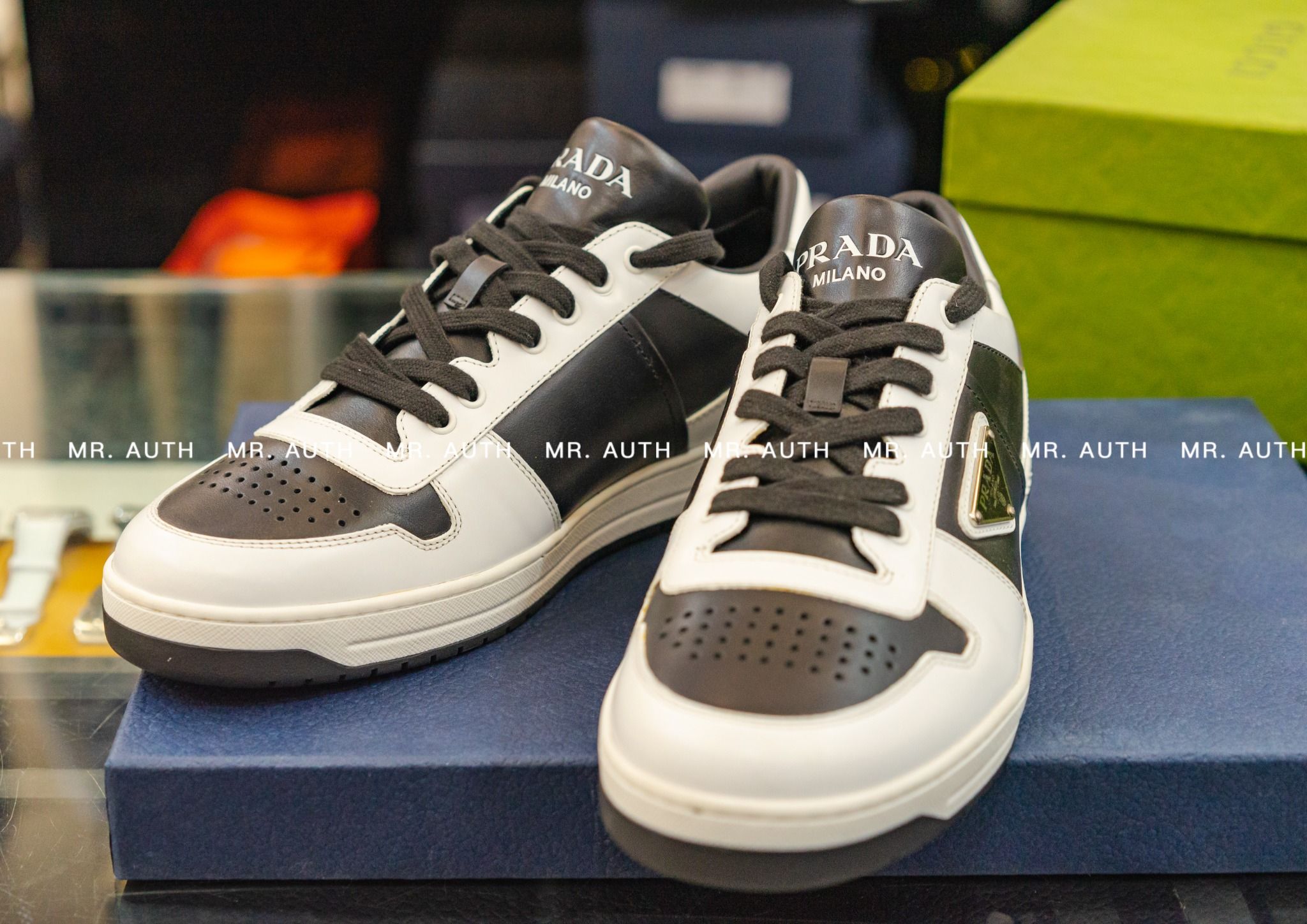 Prada Downtown Leather Sneakers