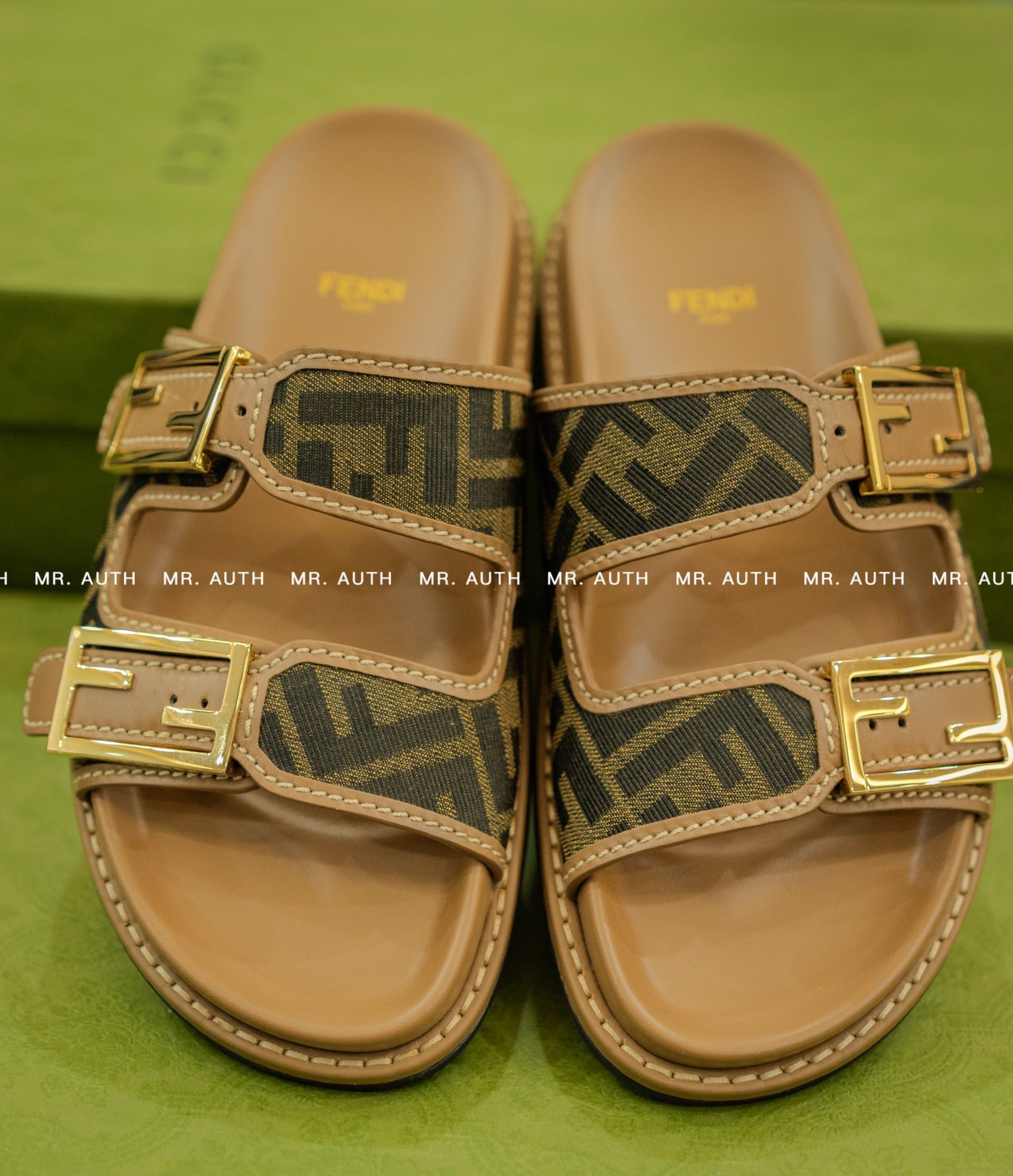 Fendi Feel Brown FF Fabric Slides