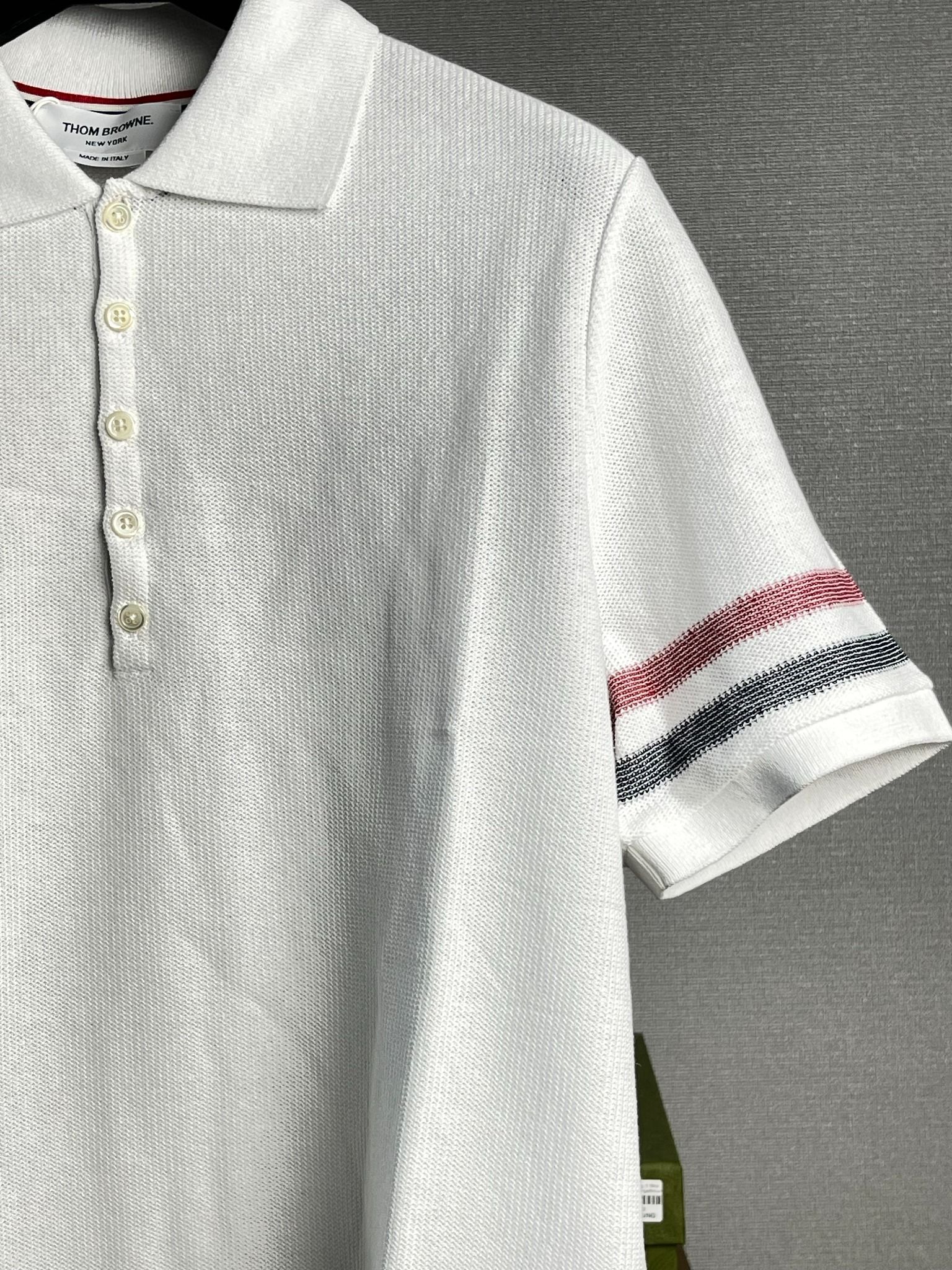 Áo Thom Browne RWB Stripe Cotton Polo Shirt.
