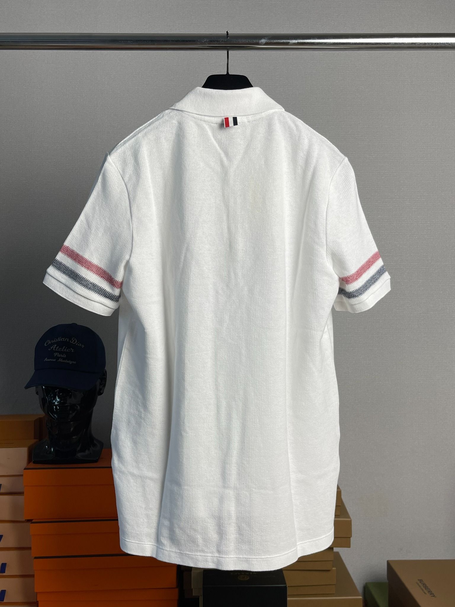 Áo Thom Browne RWB Stripe Cotton Polo Shirt.