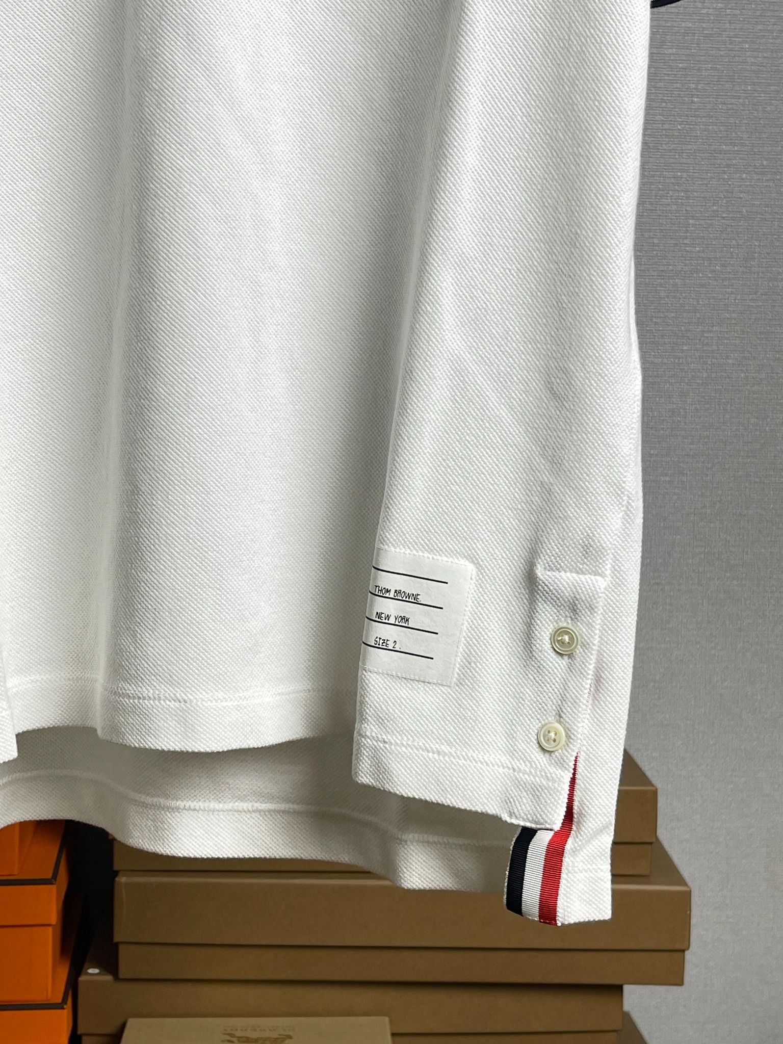 Thom Browne Classic Pique Stripe Short Sleeve Polo.