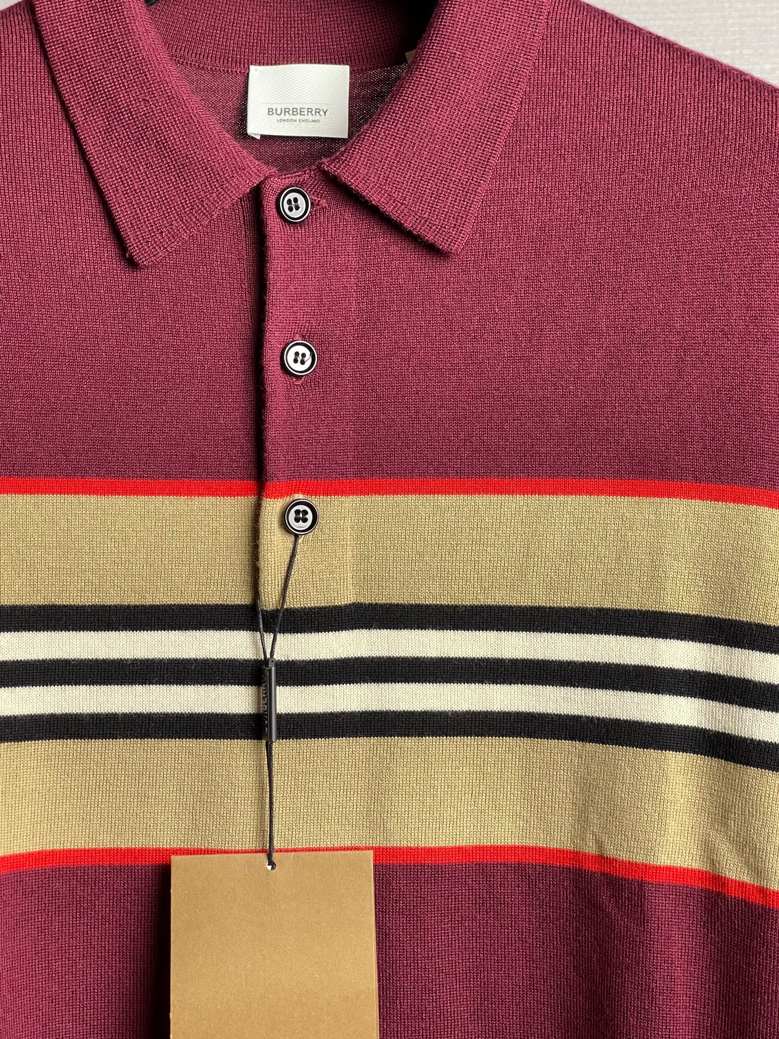 Burberry Striped TB Motif Polo Shirt