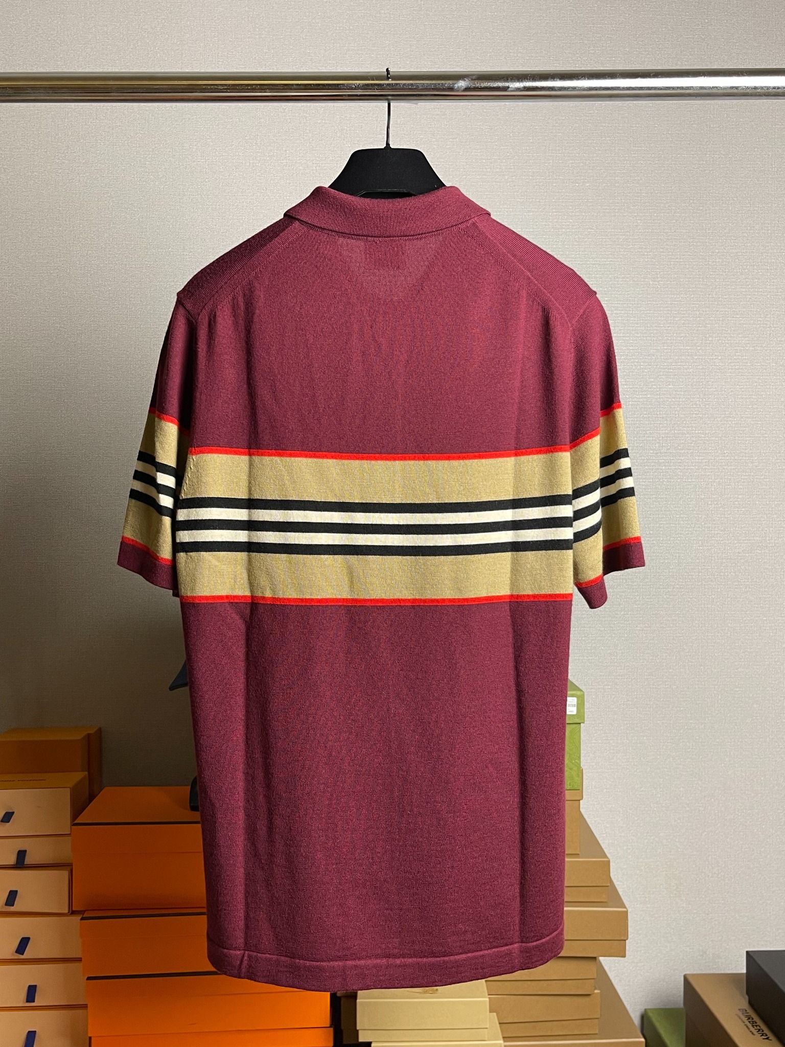 Burberry Striped TB Motif Polo Shirt