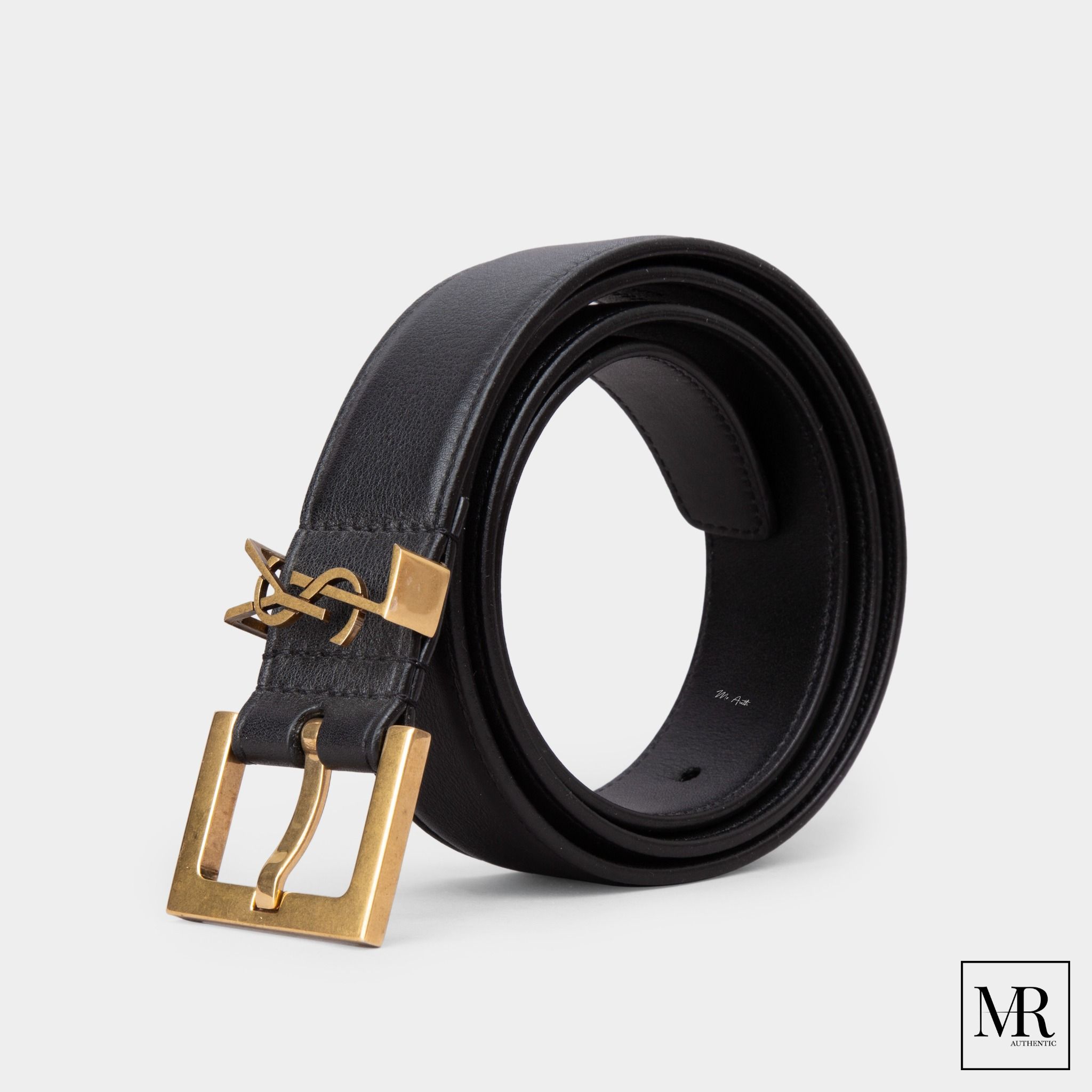 Thắt lưng YSL Cassandre Belt With Square Buckle In Grained Leather