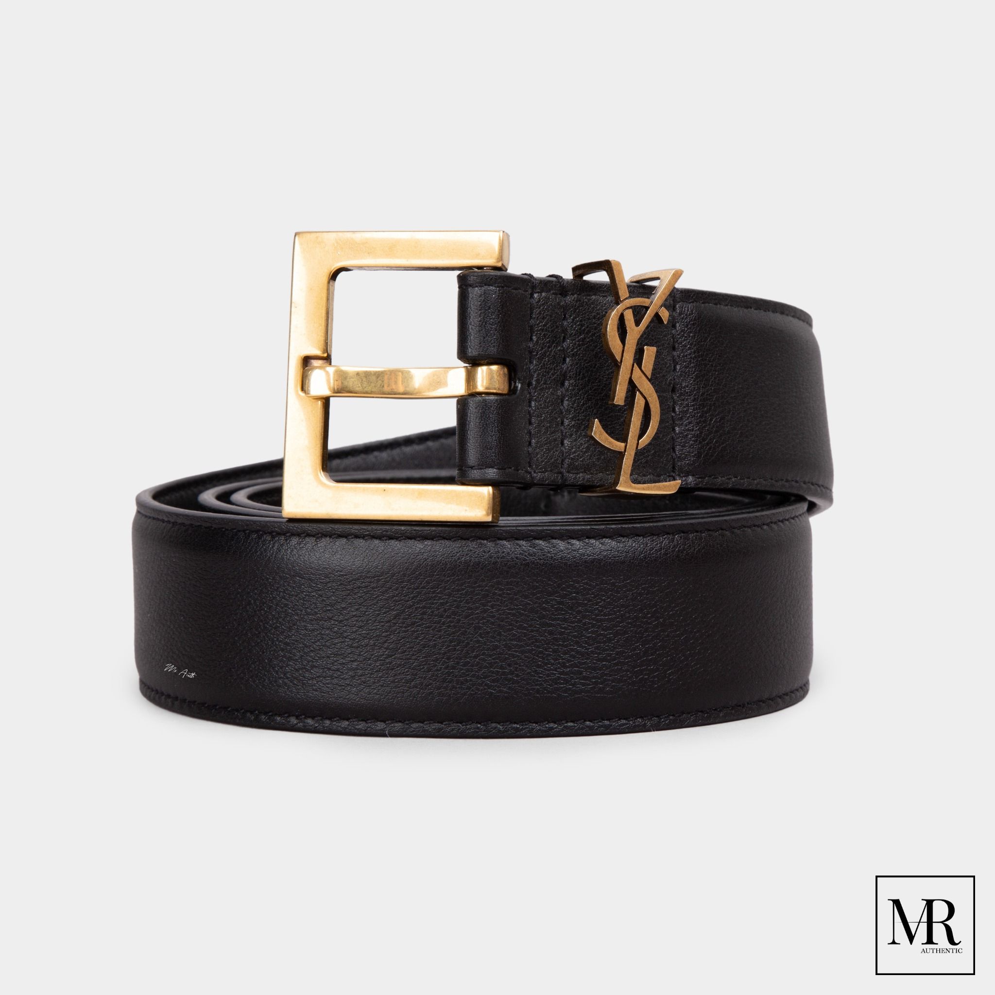 Thắt lưng YSL Cassandre Belt With Square Buckle In Grained Leather
