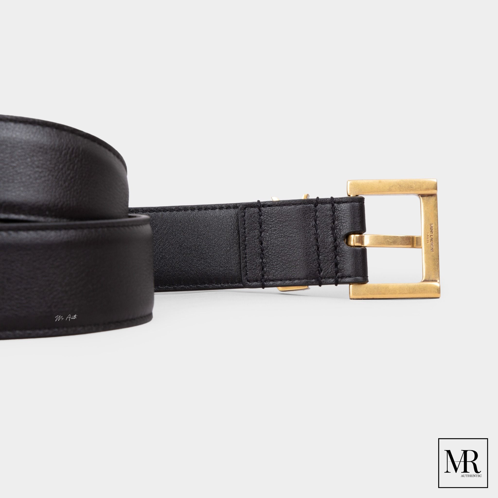 Thắt lưng YSL Cassandre Belt With Square Buckle In Grained Leather