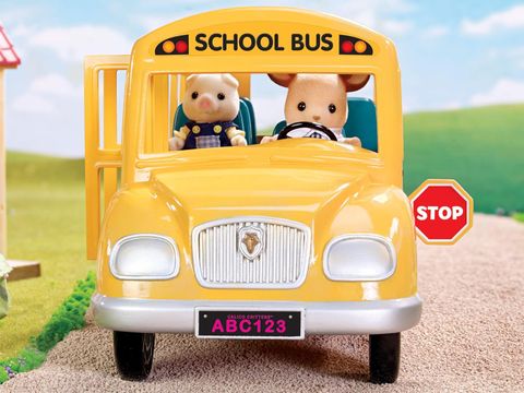  Đồ chơi mô hình xe Calico Critters School Bus, Toy Vehicle for Dolls 