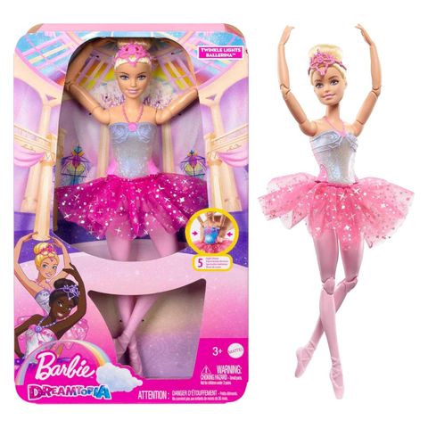  Đồ chơi búp bê Barbie Dreamtopia Twinkle Lights Blonde Ballerina Doll 