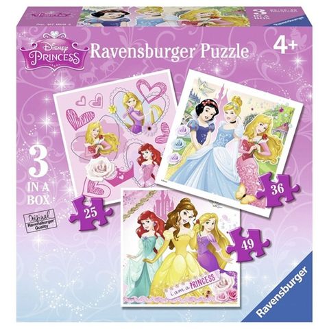  Xếp hình puzzle công chúa Disney 3 bộ 25/36/49 mảnh Ravensburger 07008 