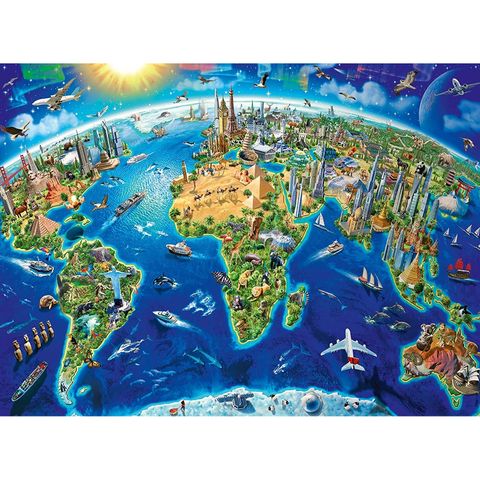  Tranh đố Ravensburger 200 XXL Piece Puzzle World Landmarks Map 