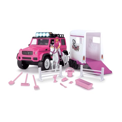  Bộ Đồ Chơi Xe DICKIE TOYS Playlife-Horse Trailer Set Pink 