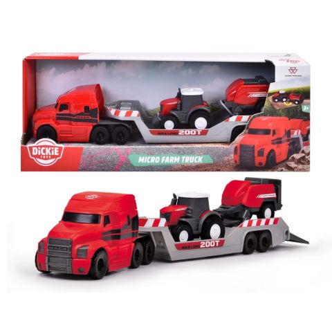  203735004 Bộ Đồ Chơi Xe Tải Nông Trại DICKIE TOYS Massey Ferguson Micro Farm Truck 