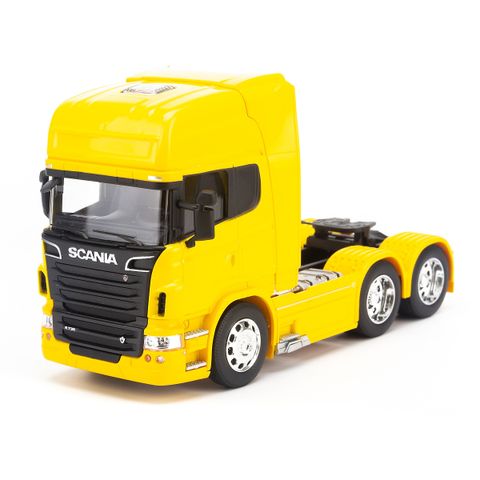  Mô hình đầu kéo Scania V8 R730 (6x4) 1:32Welly-32670L-Yellow 