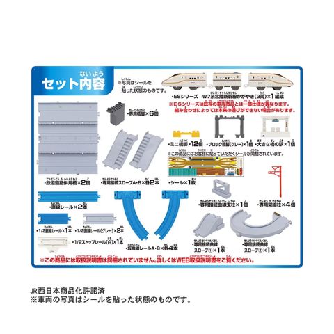  Bộ đồ chơi Pla-Rail Series W7 Hokuriku Shinkansen Kagayaki Railway Road Combined Bridge Set 