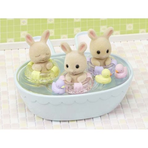  Đồ chơi phụ kiện Sylvanian Family MILK RABBIT TRIPLETS & BATH SET DF-22 Calico Critters 