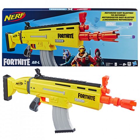  Nerf Fortnite AR-L Motorised Nerf Elite Dart Blaster - Motorised Toy Blaster, 20 Official 