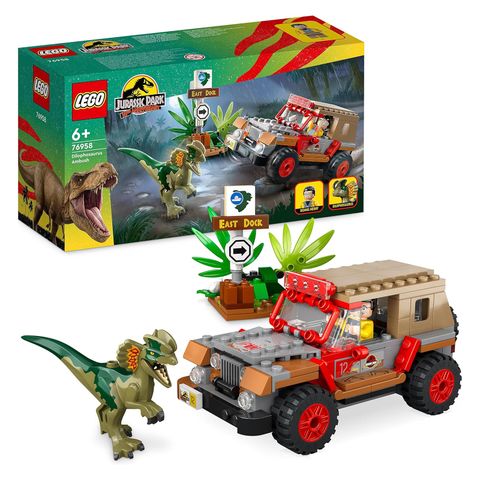  Đồ chơi lắp ghép LEGO 76958 Jurassic Park 30th Anniversary Dilophosaurus Ambush Buildable 