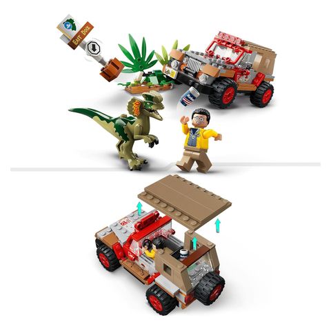  Đồ chơi lắp ghép LEGO 76958 Jurassic Park 30th Anniversary Dilophosaurus Ambush Buildable 