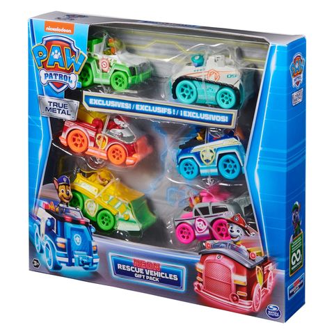  Set 6 mô hình xe 6064139 PAW Patrol: True Metal Neon Rescue Vehicles - 6pk 