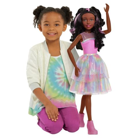  Đồ chơi búp bê thời trang Barbie 28-inch Tie Dye Style Best Fashion Friend, Brown Hair 