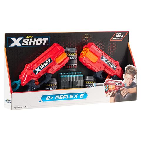  Bộ đồ chơi phóng thanh xốp mút Reflex 6 X-Shot (2 bệ phóng, 3 lon, 16 thanh mút) - 36434-2022 