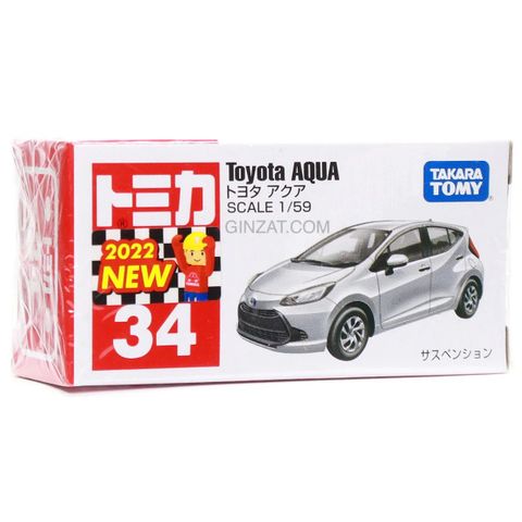  Đồ chơi ô tô mô hình trẻ em Tomica 34 Toyota Aqua 