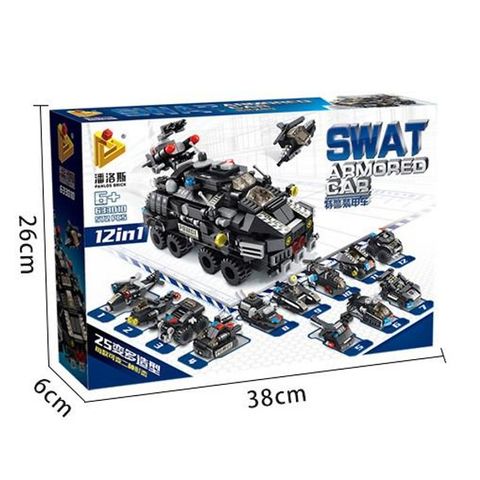  Lắp ráp 12 trong 1 SWAT Armored Car Panlos Brick 633010 