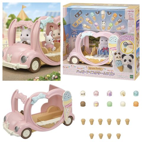  Đồ chơi Sylvanian Families EP-89 Happy Ice Cream Wagon Set - White Rabbit Mom 