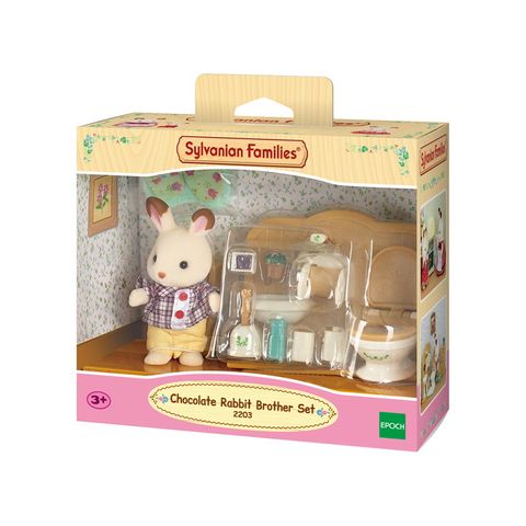  Bộ Anh Thỏ Nâu và Đồ Nhà Tắm Sylvanian Families 2203 Chocolate Rabbit Brother Set 