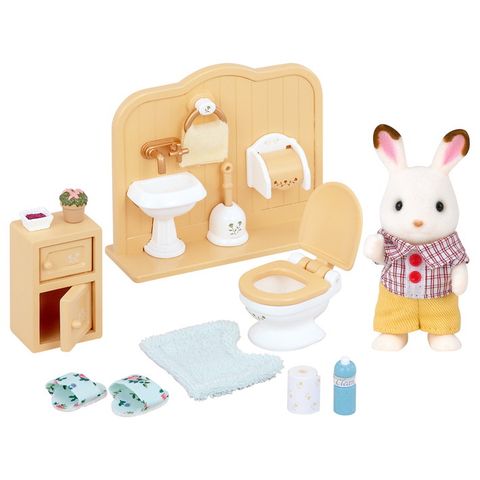  Bộ Anh Thỏ Nâu và Đồ Nhà Tắm Sylvanian Families 2203 Chocolate Rabbit Brother Set 